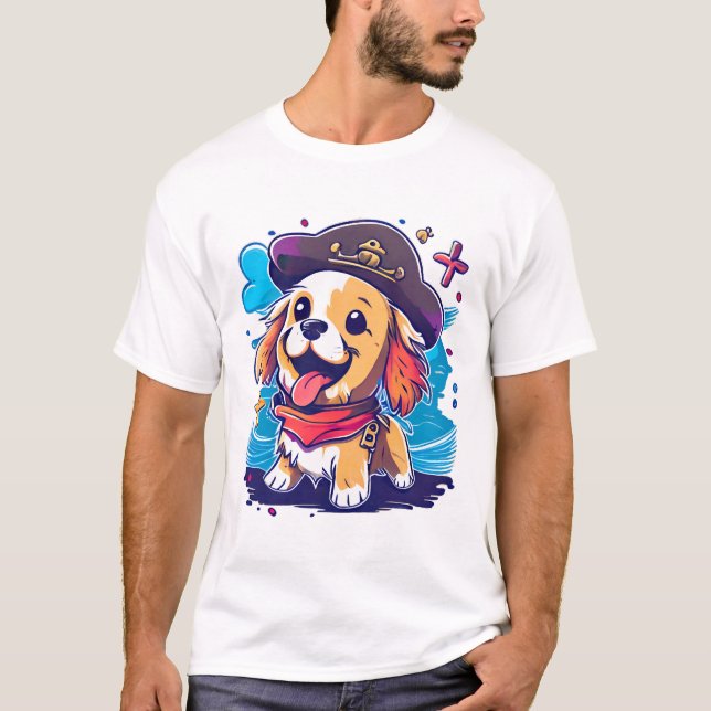 T-shirt Golden Retriever Chien Pirate (Devant)