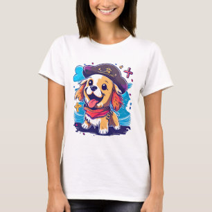 T-shirt Golden Retriever Chien Pirate
