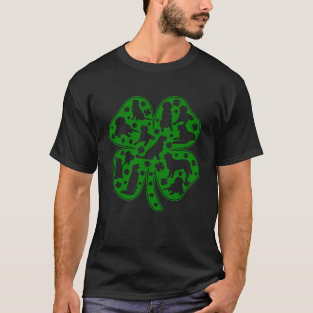 T-shirt Golden Retriever Chien Shamrock Saint Patricks Jou (Devant)