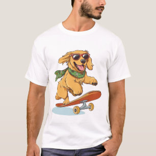 T-shirt Golden Retriever Chien Skateboard