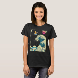 T-shirt Golden Retriever Chien surf sur une vague Kanagawa
