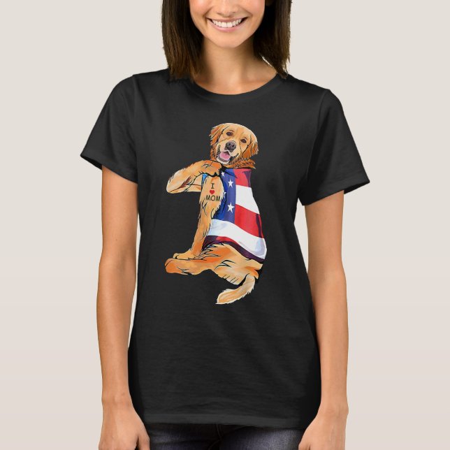 T-shirt Golden Retriever Chien Tattoo J'aime maman (Devant)