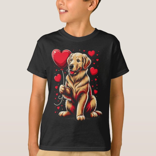 T-shirt Golden Retriever Chien Valentine's Day Chien propr (Devant)