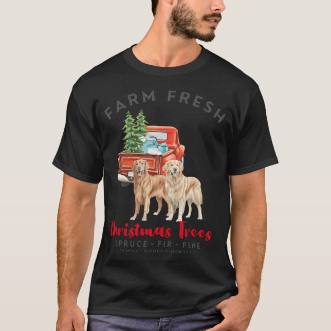T-shirt Golden Retriever Christmas Farm Fresh Christmas Tr (Devant)