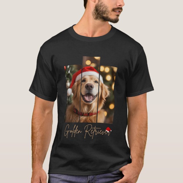 T-shirt Golden Retriever Christmas Wall Art - Triptych Art (Devant)