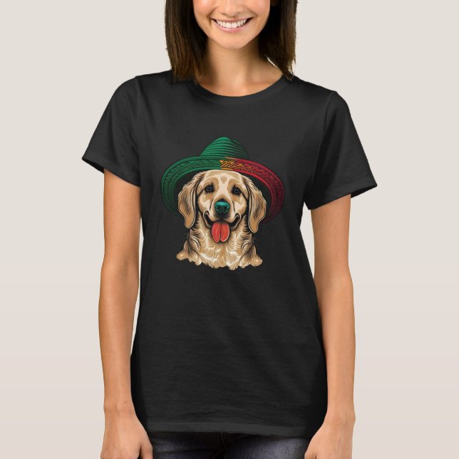 T-shirt Golden Retriever Cinco De Mayo Mexican Sombrero Fi (Devant)
