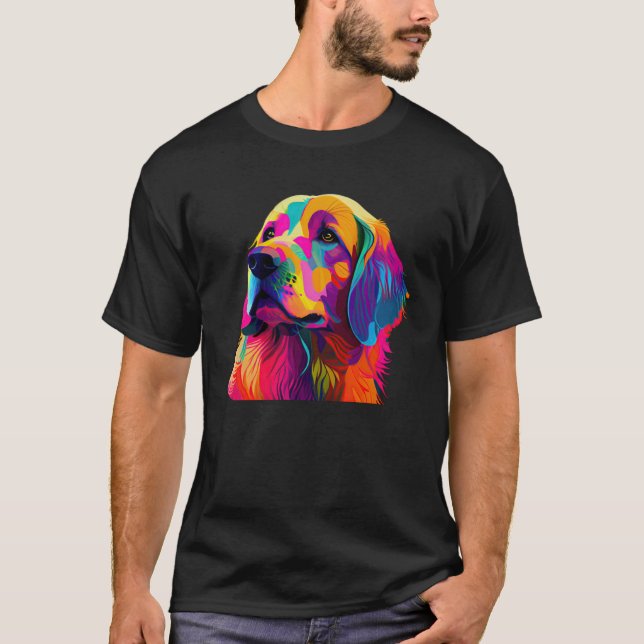 T-shirt Golden Retriever Coloré Pop Golden Retriever (Devant)