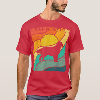 T-shirt Golden Retriever Corgi Vintage Sunset Maman Papa -
