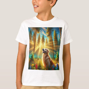 T-shirt Golden Retriever dans la forêt enchantée