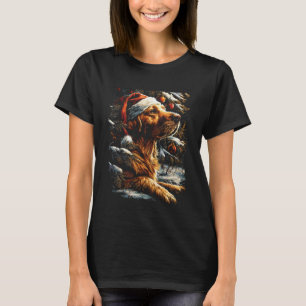T-shirt Golden Retriever de Noël avec chapeau de Père Noël