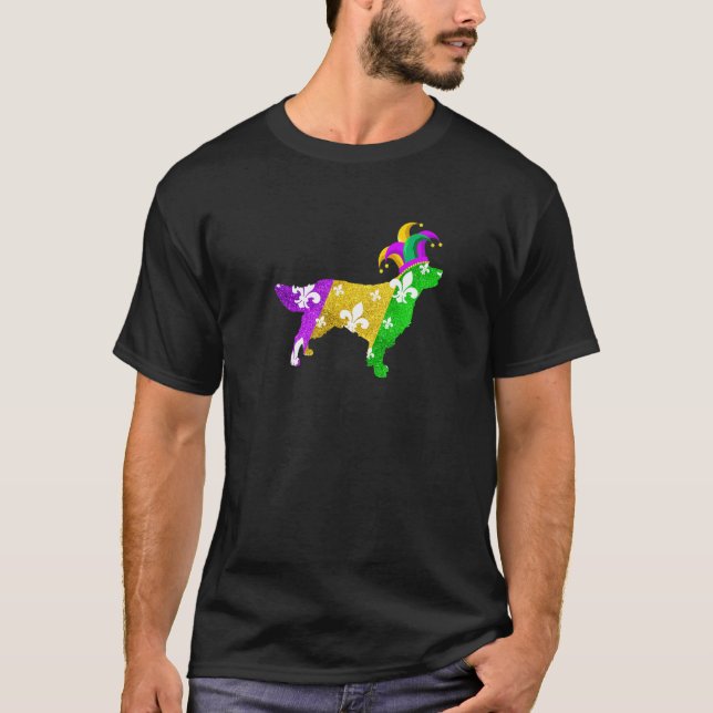 T-shirt Golden Retriever Dog Mardi Gras Carnivals Funny Pu (Devant)