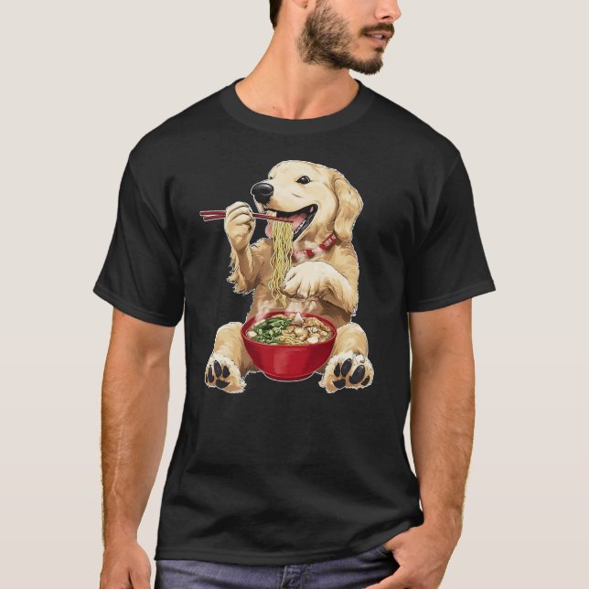 T-shirt Golden Retriever Dog Ramen Japanese Noodles (Devant)