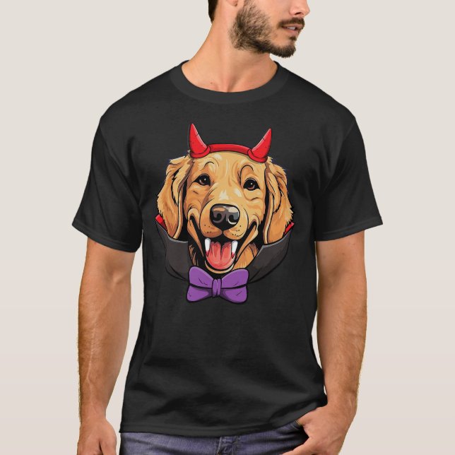 T-shirt Golden Retriever Dog Vampire Halloween Costume (Devant)