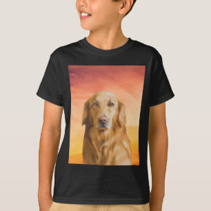 T-shirt Golden Retriever Dog Water Color Art Peinture à l'