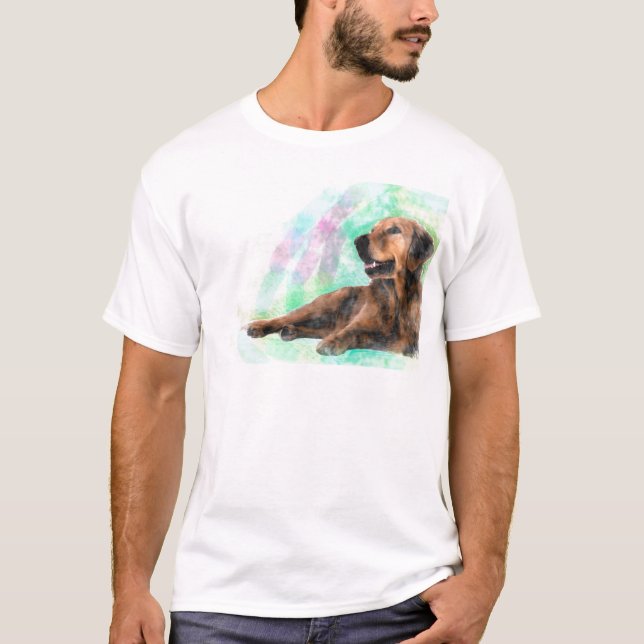 T-shirt Golden Retriever Dog Water peinture couleur (Devant)
