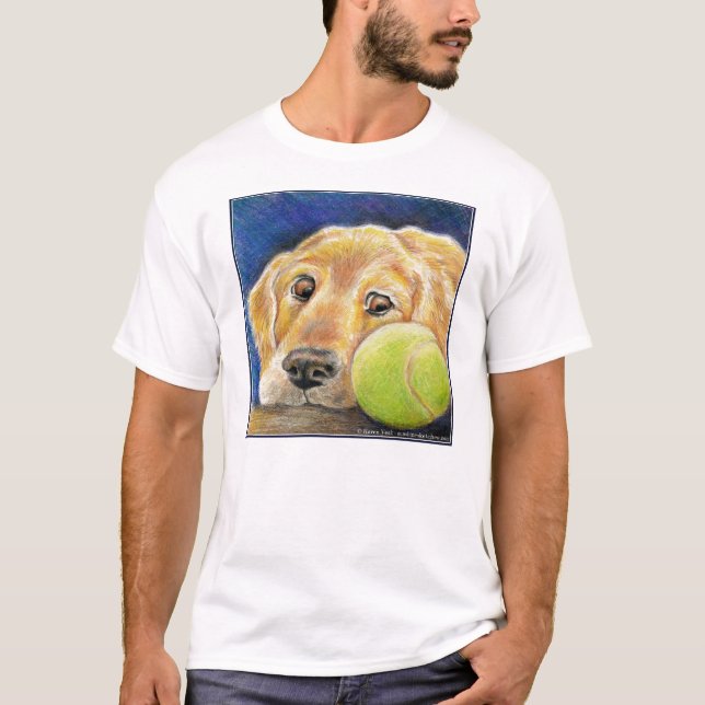 T-shirt Golden retriever drôle avec de la balle de tennis (Devant)