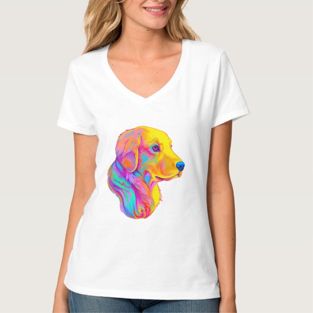 T-shirt Golden retriever en couleurs (Devant)