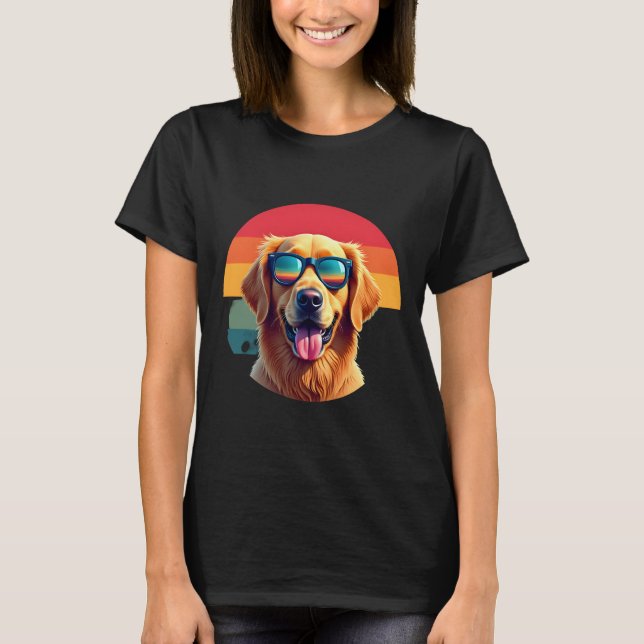 T-shirt Golden Retriever for Kids Boys Girls Sunglasses Pe (Devant)
