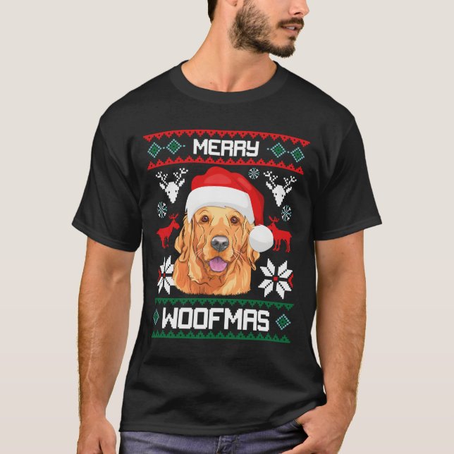 T-shirt Golden Retriever For Merry Woofmas (Devant)