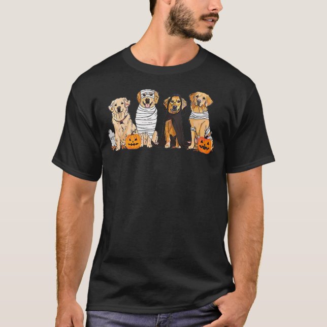 T-shirt Golden Retriever Ghost Halloween Trick Or Treat Do (Devant)
