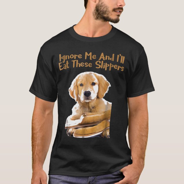T-shirt Golden Retriever-Golden Chiots Aimer Manger Slippe (Devant)
