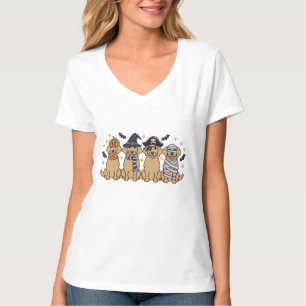 T-shirt Golden Retriever Halloween Broderie Quatre mignons