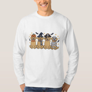 T-shirt Golden Retriever Halloween Broderie Quatre mignons
