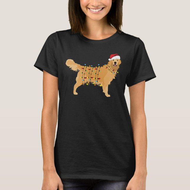 T-shirt Golden Retriever Holiday Christmas Light 454 (Devant)