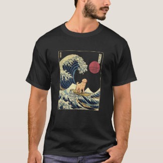 T-shirt Golden Retriever Japonais Kanagawa Wave Funny Surf
