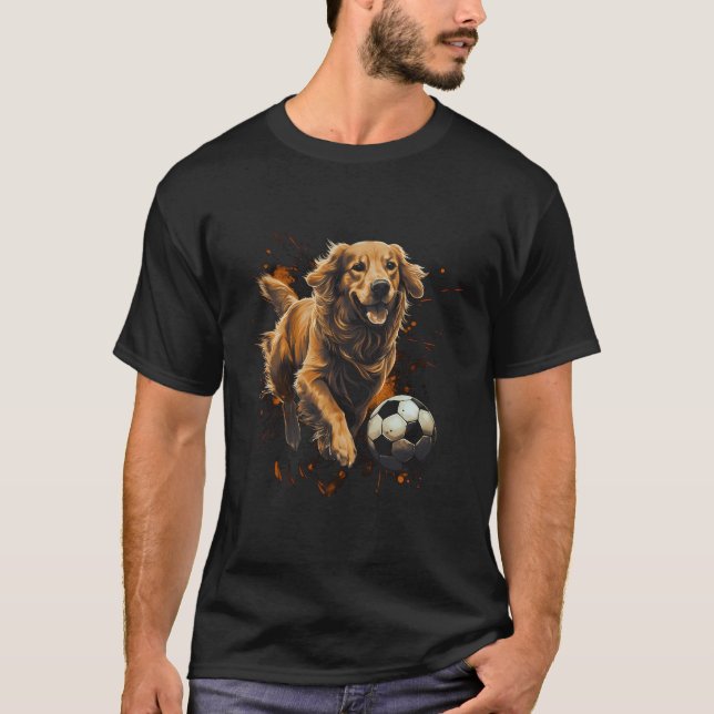 T-shirt Golden Retriever Jouer au football (Devant)