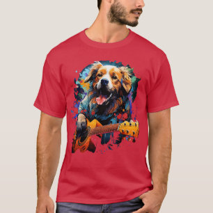 T-shirt Golden Retriever Jouer de la guitare
