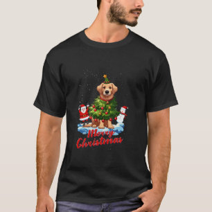 T-shirt Golden Retriever Joyeux sapin de Noël Lumières Chi