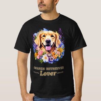 T-shirt Golden Retriever Lover Floral Watercolor Dog Gift