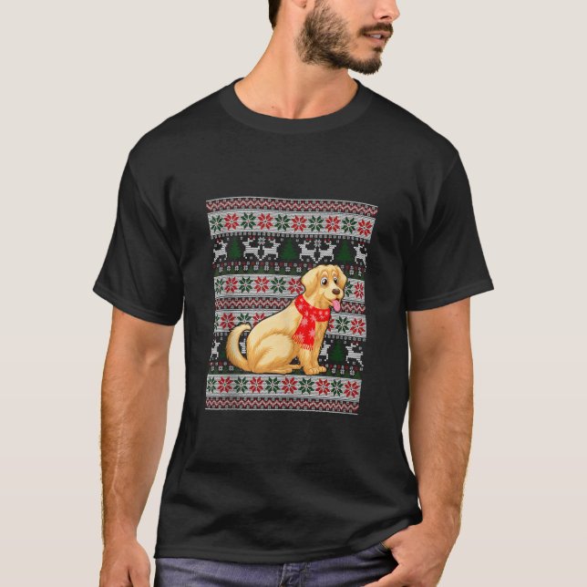 T-shirt Golden Retriever Lover Noël Famille Correspondance (Devant)
