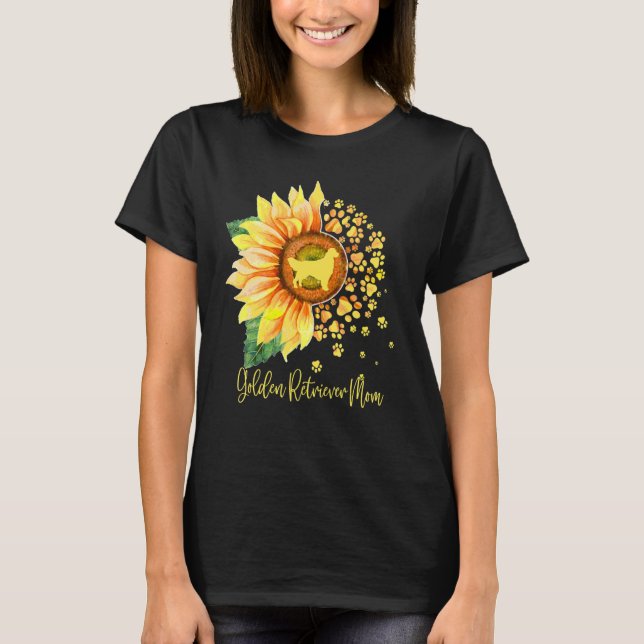 T-shirt Golden Retriever Mom Sunflower Dog Paw Mother s Da (Devant)