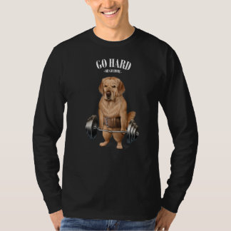 T-shirt Golden Retriever Muscle de chien avec Barbell