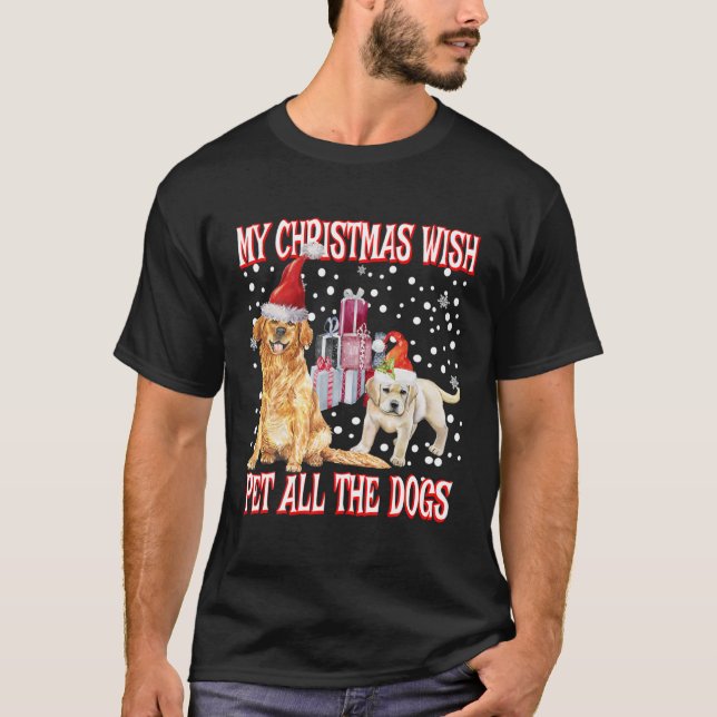 T-shirt Golden Retriever My Christmas Wish - Pet All D (Devant)