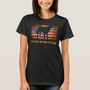 T-shirt Golden Retriever Papa Vintage American Flag Patrio