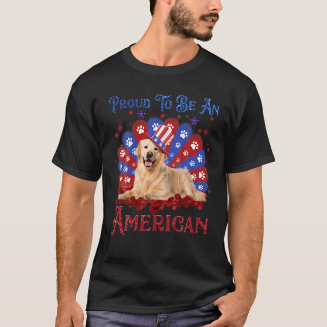 T-shirt Golden Retriever Patriotic USA Fier D'Être Un Amer (Devant)