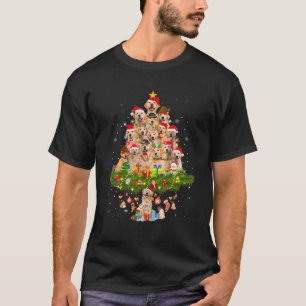 T-shirt Golden Retriever Père Noël Noël Arbre Lumières Noë