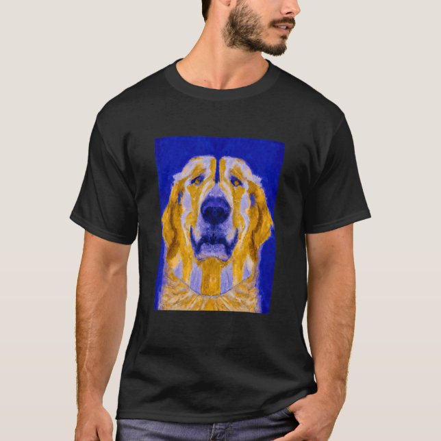 T-shirt Golden Retriever Portrait Cubisme Art (Devant)