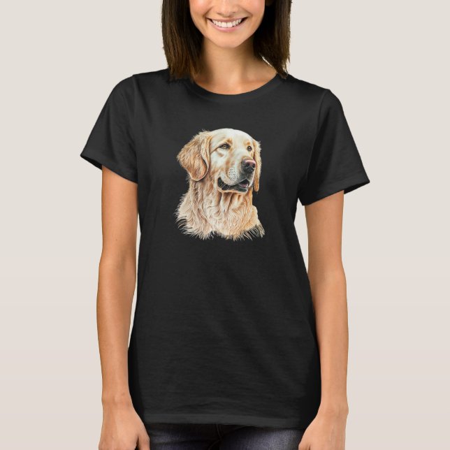 T-shirt Golden Retriever Portrait Hand Drawn Art Dog Lover (Devant)