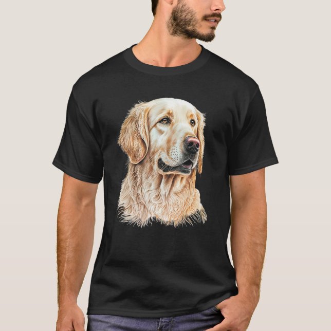 T-shirt Golden Retriever Portrait Hand Drawn Art Dog Lover (Devant)