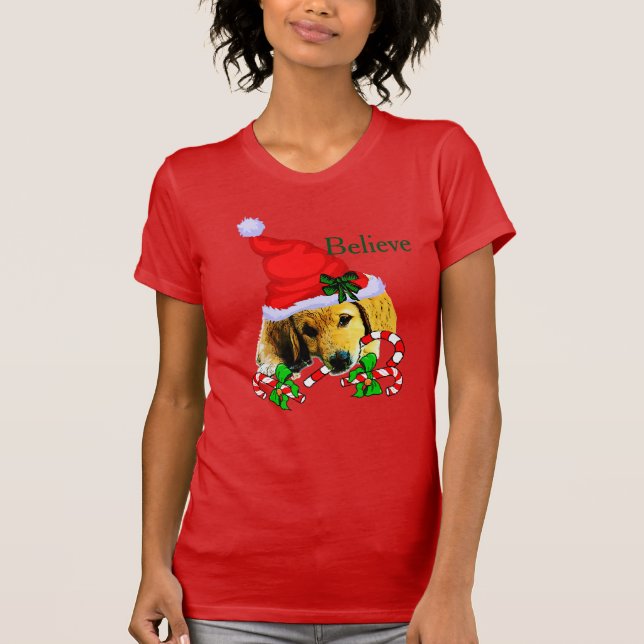 T-shirt Golden Retriever Puppy Christmas (Devant)