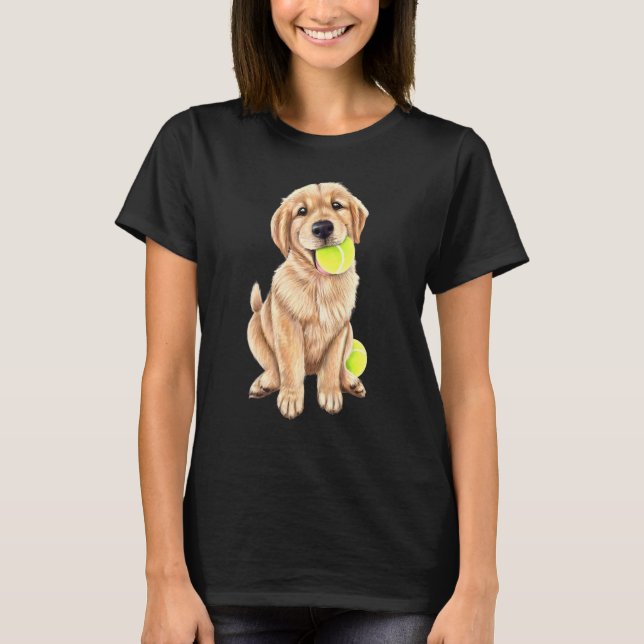 T-shirt Golden Retriever Puppy With Tennis Ball (Devant)