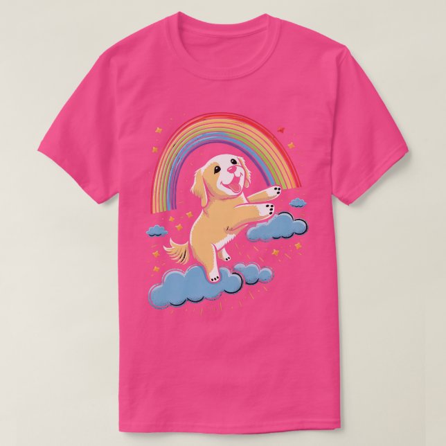 T-shirt Golden Retriever Rainbow Cloud Cute Animaux Kawaii (Design devant)