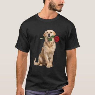 T-shirt Golden Retriever Rose Valentine Day Amoureux des a