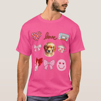 T-shirt Golden Retriever Ruban Rouge