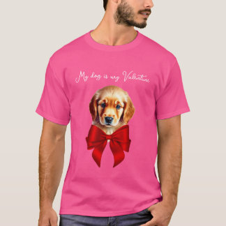 T-shirt Golden Retriever Ruban Rouge