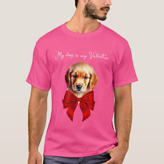 T-shirt Golden Retriever Ruban Rouge (Devant)